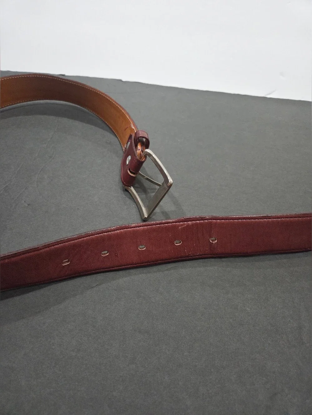 Denver Mountain Men's Burgundy Leather Casual Belt Sz.34